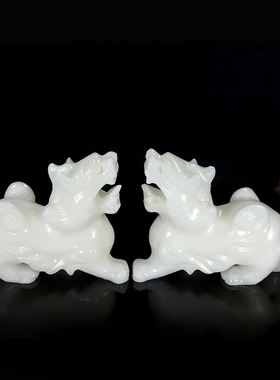 天汉白玉貔貅摆件动物一对客厅办公室桌面装饰玉石飞天皮丘摆件