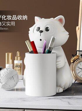 创意猫笔筒收纳摆件家居儿童房软装饰品办公室桌面摆设品生日礼物