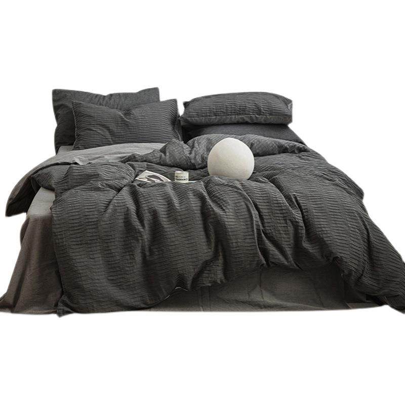 双层四件套泡泡纱纯棉全棉床单被套简约北欧风冬天床上用品四件套,淘宝优惠券,粉丝福利购,淘宝优惠卷