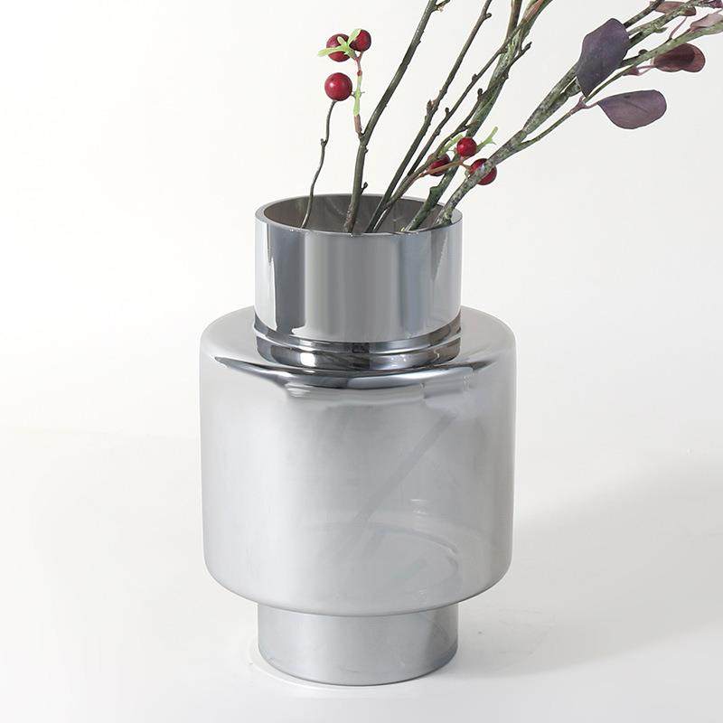 简约现代银白色透明磨砂玻璃不规则圆形水培花瓶插干花花器摆件,淘宝优惠券,粉丝福利购,淘宝优惠卷