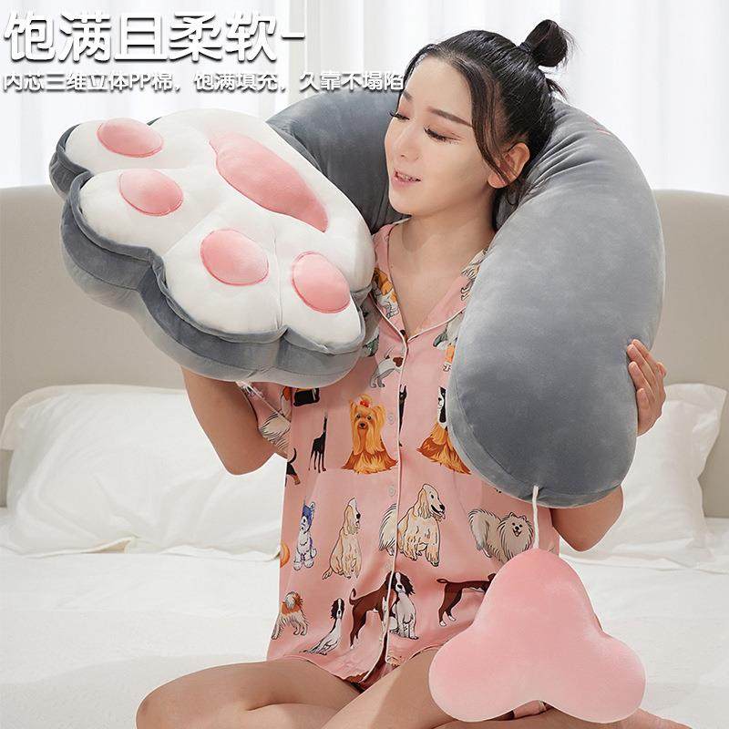 可爱猫爪长条抱枕床头靠背垫女生夹腿睡觉枕头懒人护颈靠枕,淘宝优惠券,粉丝福利购,淘宝优惠卷