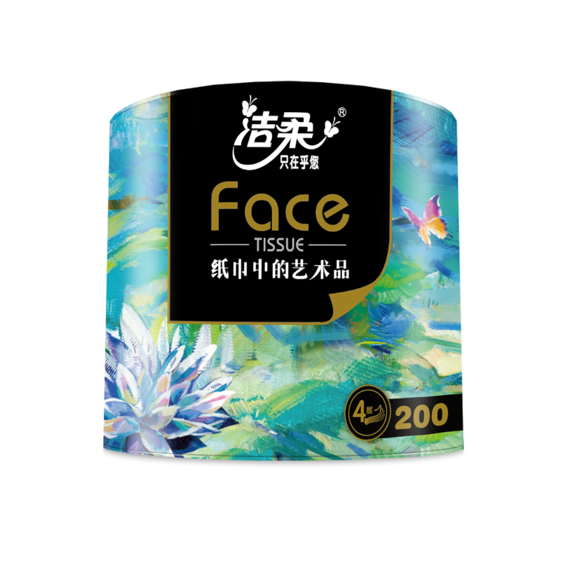 洁柔卷纸油画Face加厚4层200g卫生纸卷筒纸巾厕纸整箱开学必备