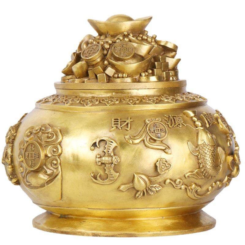 杨铜记铜器大小号聚宝盆摆件铜五路财神聚宝盆,淘宝优惠券,粉丝福利购,淘宝优惠卷
