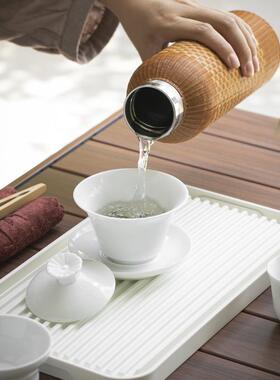 羊脂玉白瓷功夫旅行茶具套装商务简约家用户外车载便携陶瓷快客杯