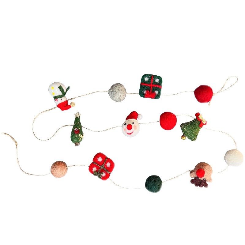 圣诞季 圣诞礼物盒麋鹿松树毛毡球挂串圣诞树装饰节日场景挂饰串,淘宝优惠券,粉丝福利购,淘宝优惠卷