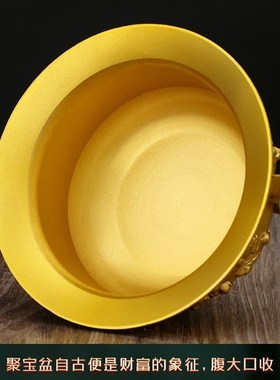 黄铜大号聚宝盆五路财神聚宝盆店铺家居客L厅办公桌面工艺装饰礼