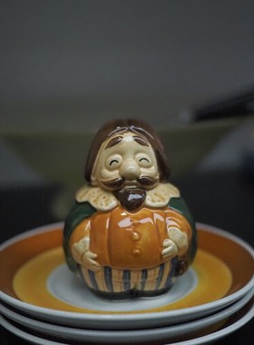 双子商店 复古国王造型陶瓷摇铃摆件 手绘福玲装饰摆件