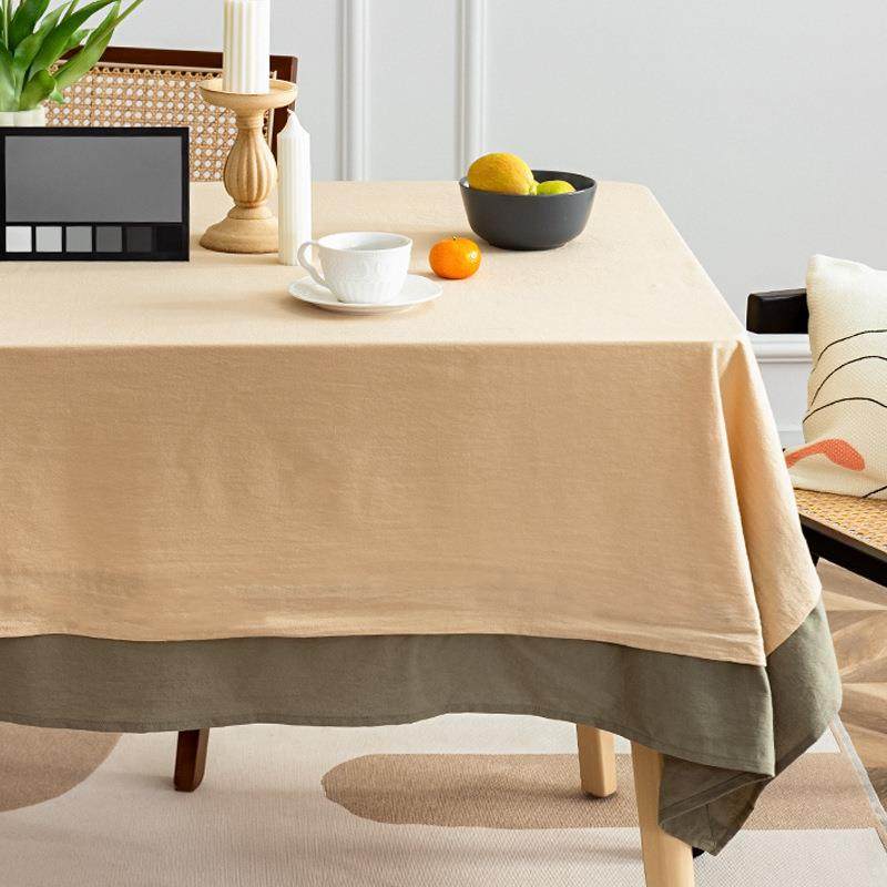 MY南洋春色纯棉宽边桌布现代简约纯色拼色餐桌桌布圆桌茶几盖巾,淘宝优惠券,粉丝福利购,淘宝优惠卷