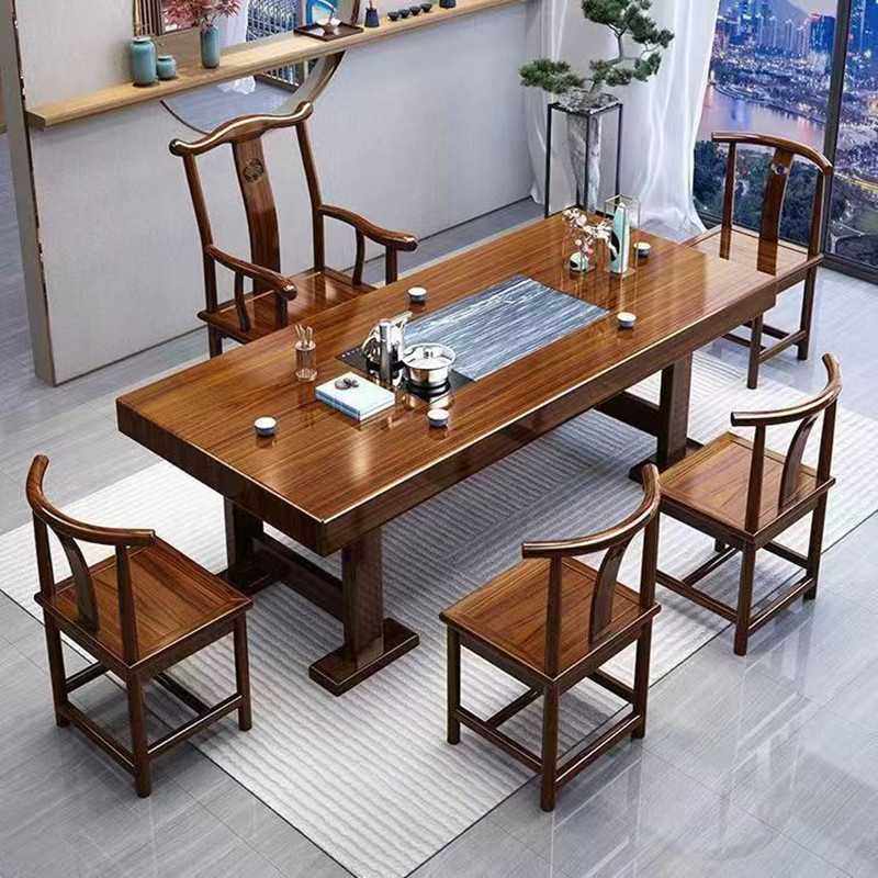 W7实木茶桌大板茶台新中式茶桌椅组合家用办公一体茶几茶具套装一,淘宝优惠券,粉丝福利购,淘宝优惠卷