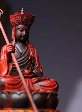 印度小叶紫檀地藏王菩萨佛像手工雕刻摆件