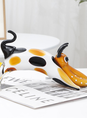 纯手工高档琉璃狗摆件小狗工艺品茶几电视柜酒店样板房软装饰品