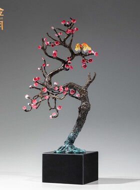 铜艺坊喜上眉梢喜鹊小鸟铜摆件家居客厅装饰金属铜工艺品乔迁送礼