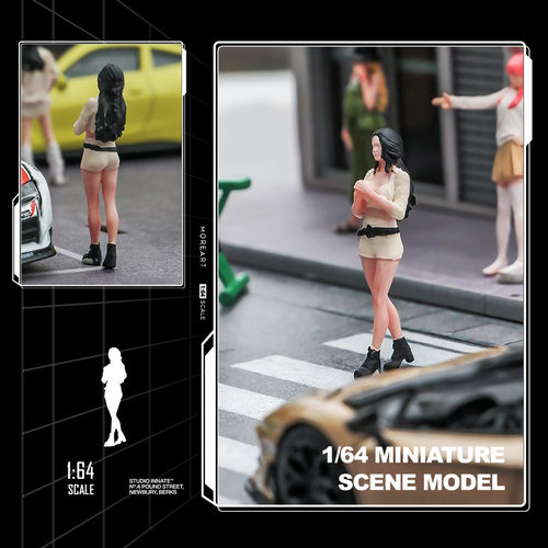 1/64卷发连体裤女孩微缩模型树脂人偶手办微拍场景人物装饰 - 图2