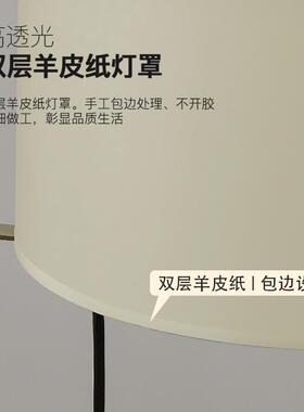 自在中古实木客厅落地灯复古原木风卧室艺术氛围立式台灯