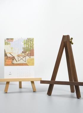 黑胡桃展示架三角支架桌面装饰画 画架折叠架摆件北欧风木质相框