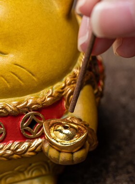 彩绘招财猫创意香炉沉香茶道家用室内熏香炉文创香炉摆件创意礼品