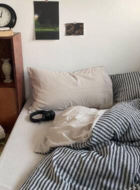 草叶纹复古提花水洗棉全棉四件套纯棉床单床笠款床上4件套简约风