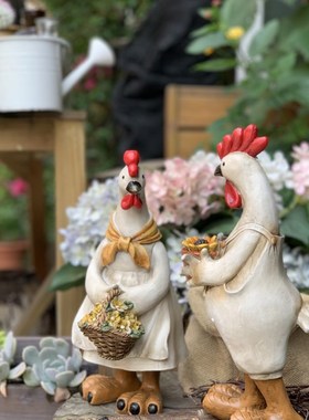 花园装饰庭院g创意动物仿真鸡复古摆件园艺杂货民宿院子阳台布置