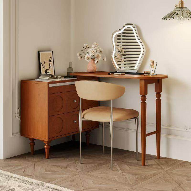 木作家法式复古实木梳妆台斗柜一体卧室高端黄杨木伸缩转角化妆桌,淘宝优惠券,粉丝福利购,淘宝优惠卷