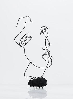 现代简约欧式轻奢黑色抽象人物摆件样板房售楼处书房客厅软装饰品