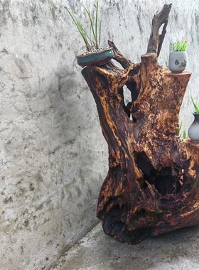 原生态香樟c木原木根雕树根风化客厅电视柜造型创意家居装饰摆件