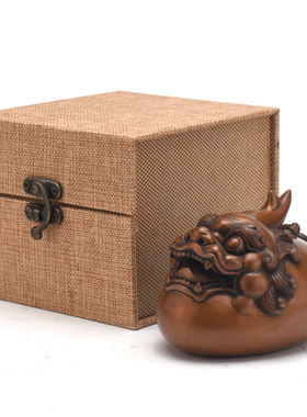 紫铜貔貅镇纸书房摆件皮休手把件客厅书房办公桌面装饰送长辈礼品