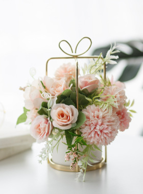 轻奢仿真绣球花玫瑰花摆件客厅桌面墙面装饰悬挂悬吊假花盆栽绢花