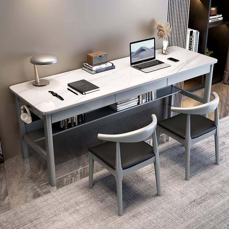 岩板书桌双人长条桌简约家用电脑桌卧室学生学习写字桌靠窗办公桌,淘宝优惠券,粉丝福利购,淘宝优惠卷