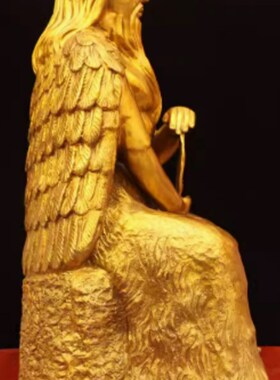 纯黄铜伏羲坐像摆件三皇之一八A卦祖师人文始祖人王伏羲大帝铜像