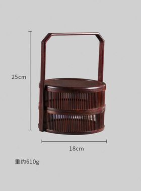 天纵小叶紫檀栏杆双层提盒红木中式点心盒干果盒实木双层食盒提篮