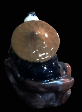 石湾公仔钓鱼家居陶瓷摆件假山山水鱼池配件鱼缸造景茶宠饰品摆设