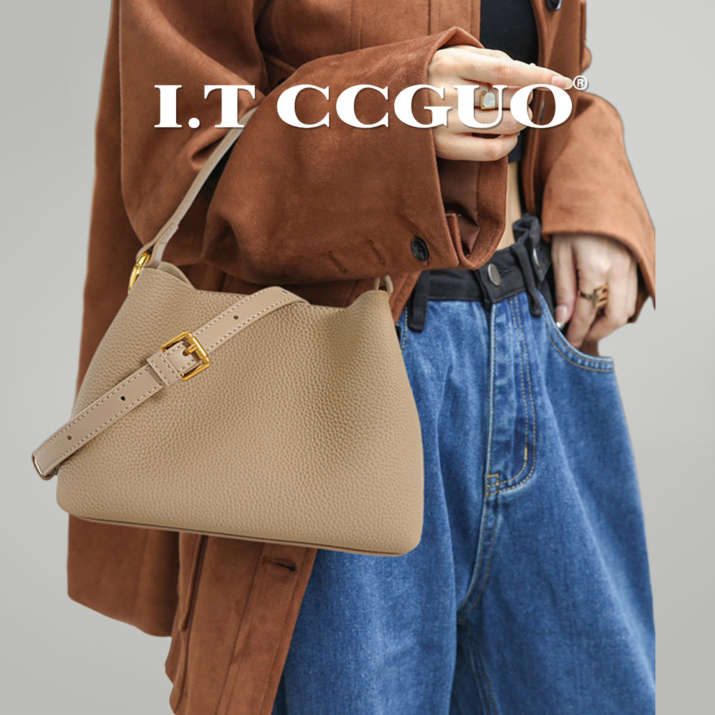 I.TCCGUO小众设计头层牛皮水桶包女单肩斜挎迷你手提菜篮子包,淘宝优惠券,粉丝福利购,淘宝优惠卷