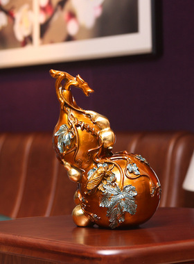 黄铜葫芦摆件办公室家居桌面工艺品多子多福葫芦礼品龙头铜葫芦