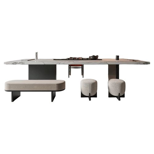 中式实木茶桌椅组合现代轻奢岩板茶台别墅茶室高端泡茶桌家具定制 - 图3