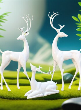 户外仿真白鹿玻璃钢动物雕塑售楼部公园林景观小区梅花鹿装饰摆件