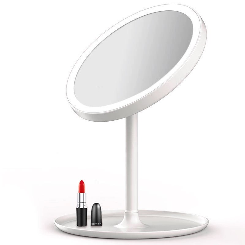 充电LED化妆镜台式带灯宿舍梳妆镜女便携随身补光美妆小镜子家用 - 图3