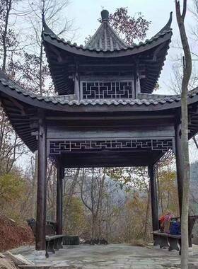户外公园实木凉亭庭院休闲四角亭樟子松古建景观凉亭