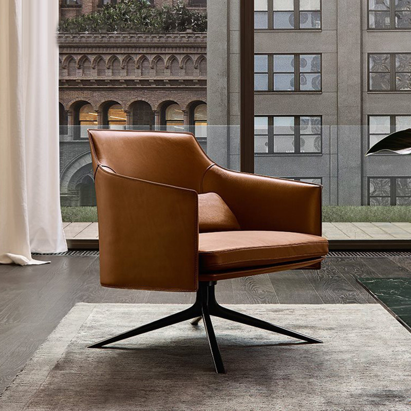 定制单人沙发椅办公休闲椅简约现代客厅酒店接待电脑椅旋转升降椅 - 图0