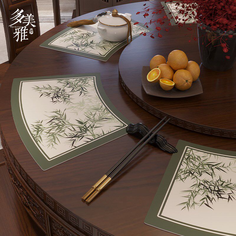 圆桌扇形餐垫中式免洗隔热餐具垫皮革茶几垫防烫垫防水防油餐桌垫,淘宝优惠券,粉丝福利购,淘宝优惠卷