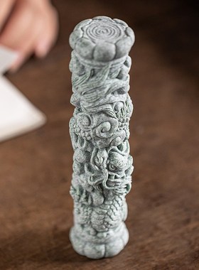 国潮盘龙柱小号茶宠摆件创意莲花台D鱼缸造景盆栽景观客厅桌面装