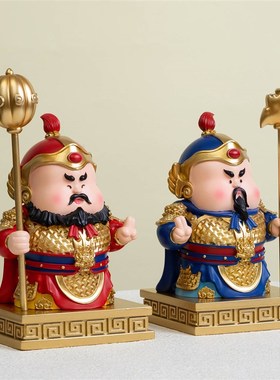 门神摆件玄关平安守护神家居w办公室工位桌面装饰国潮乔迁新居礼