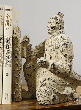 中式办古典仿公用品书靠书档书夹书志杂架资料架秦俑书立树脂摆件