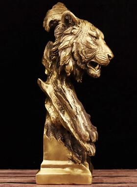 黄铜老虎头黄铜虎酒柜客厅家居办公室书房桌面动物摆件乔迁礼品