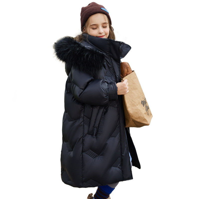 鸭鸭男女童羽绒服中长款2025冬季新洋气儿童中大童冬装大毛领外套,淘宝优惠券,粉丝福利购,淘宝优惠卷