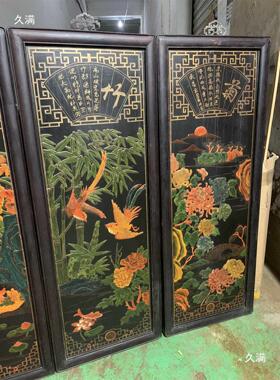 漆器屏风挂屏老物件茶室古玩市场旧具摆设装饰复古人文