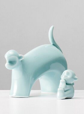创意青瓷工艺品陶瓷猴子家居客厅办公装饰品摆件商务礼品