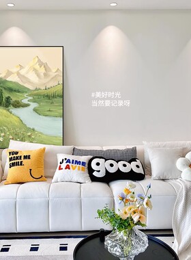 沙发背景墙装饰画客厅山水玄关挂画绿色手绘肌理油画 风景壁画