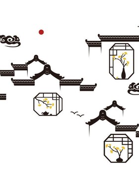 茶室背景墙装饰茶叶店茶楼馆墙壁贴画布置用品创意3d立体贴纸自粘