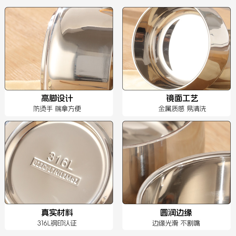 食品级316不锈钢双层碗个人专用泡面碗高颜值大号汤碗儿童辅食碗