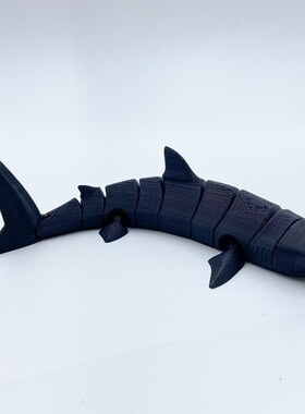3D打印仿真鲨鱼动关节鱼缸摆件